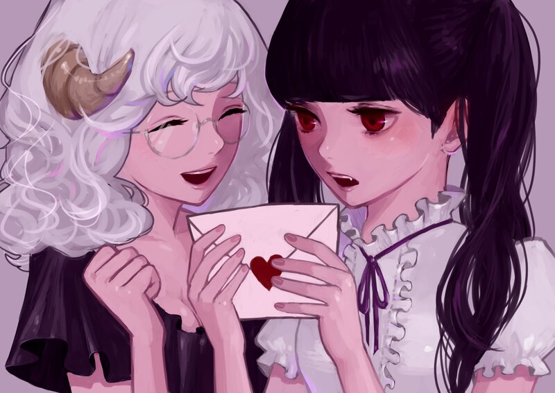 Two Girls Holding Letter