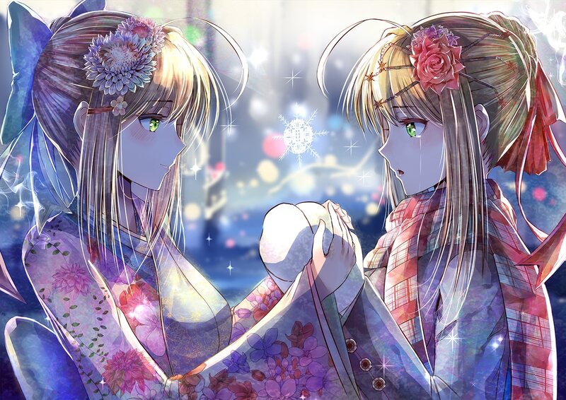 Two Girls Holding Snowflake
