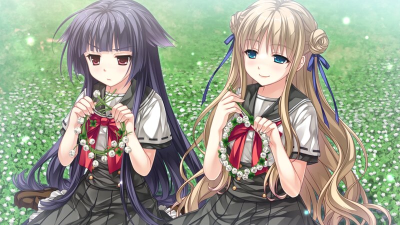 Two Girls Holding Wreaths