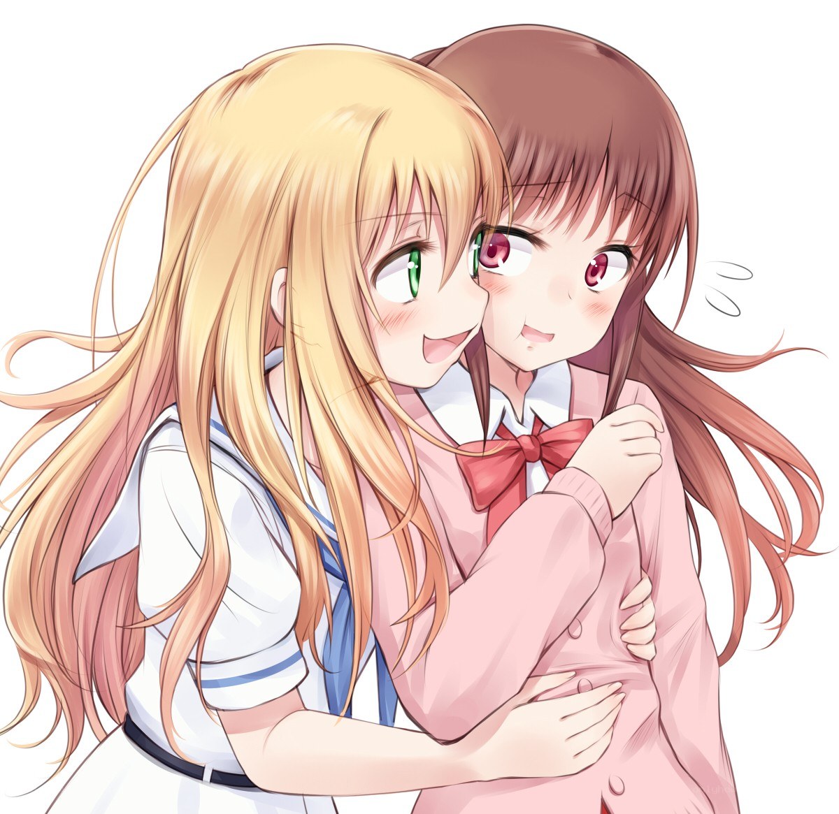 two girls hugging