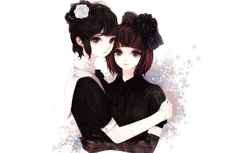 two girls hugging