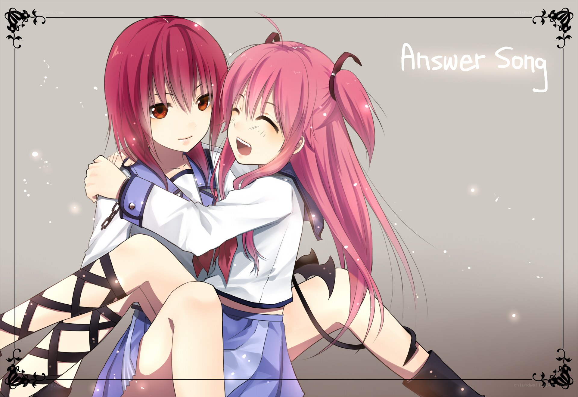 Two girls hugging