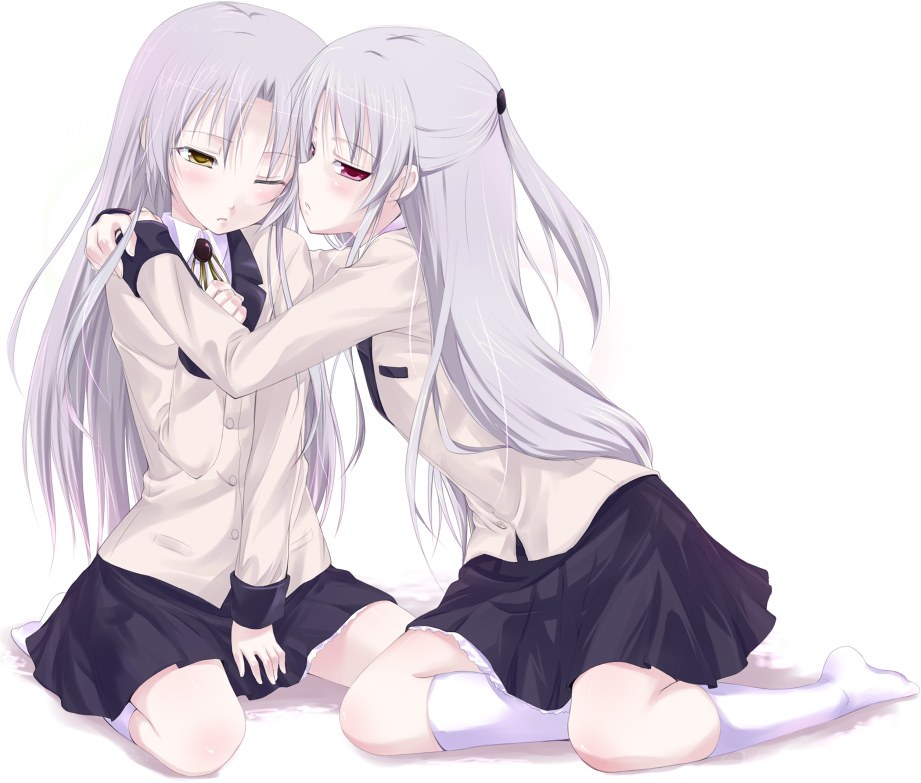 two girls hugging