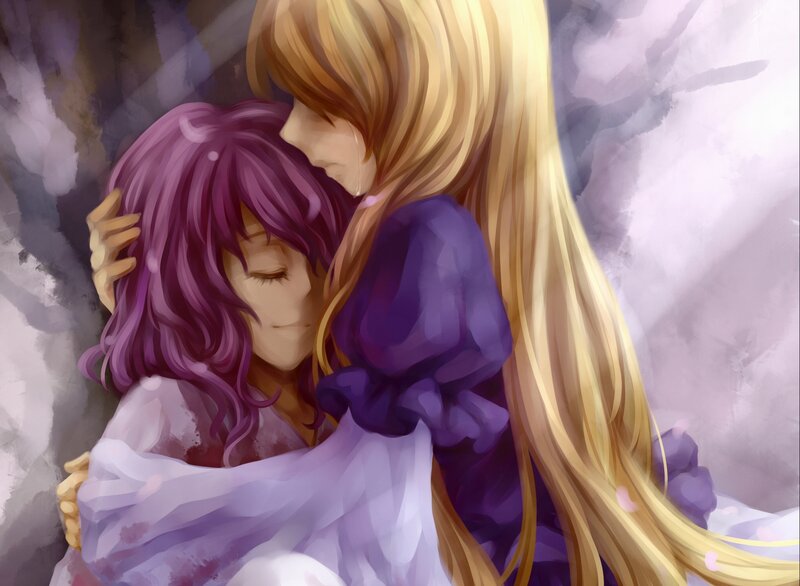 two girls hugging