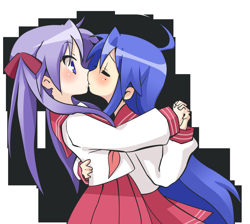 two girls hugging and kissing