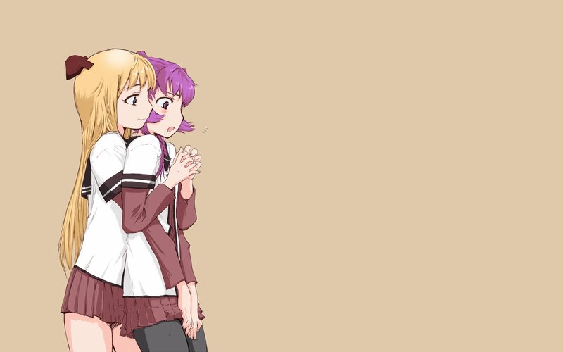 Two Girls Hugging — Beige, Calm, Anime