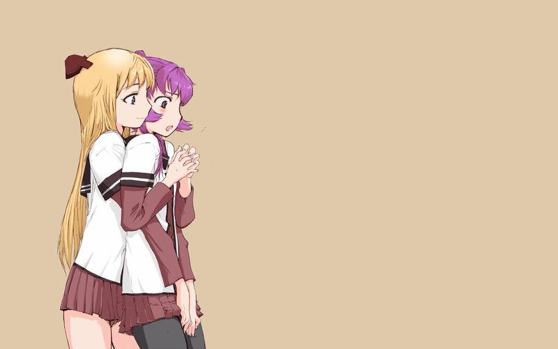 Two Girls Hugging — Beige, Calm
