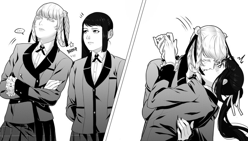 Two Girls Hugging — Black, Dramatic, Manga