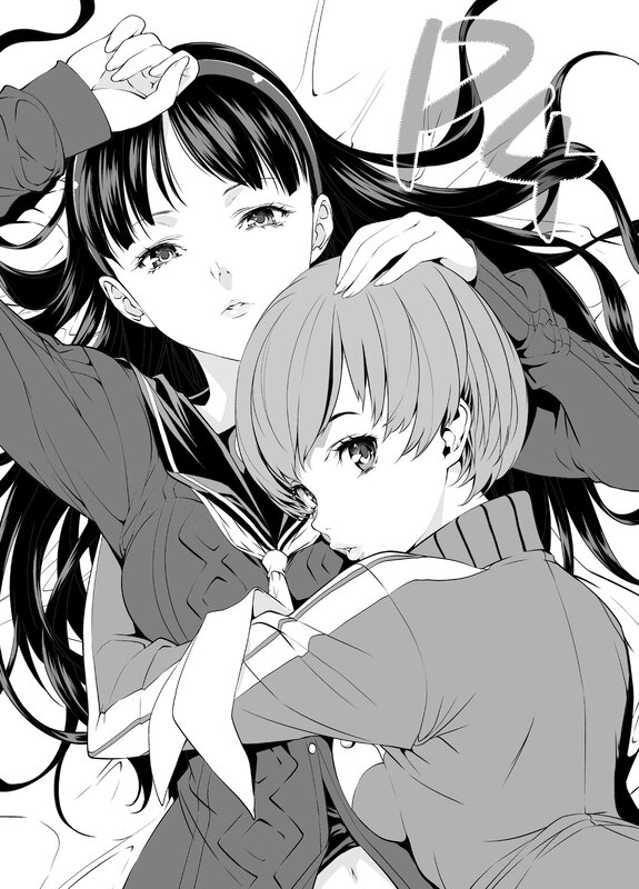 Two Girls Hugging — Black, Intimate, Manga
