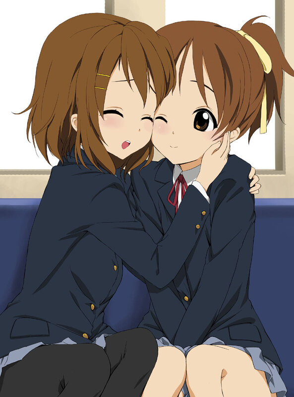 Two Girls Hugging — Blue, Affectionate, Afternoon