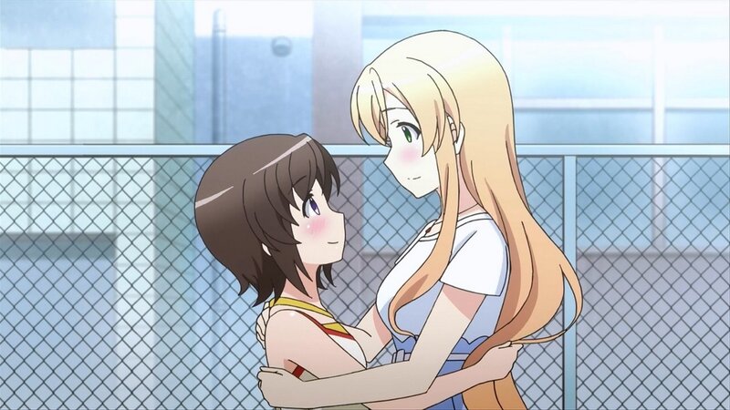 Two Girls Hugging — Blue, Calm, Afternoon, Anime