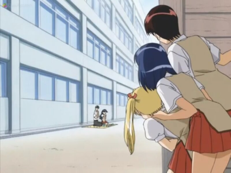 Two Girls Hugging — Blue, Calm, Afternoon