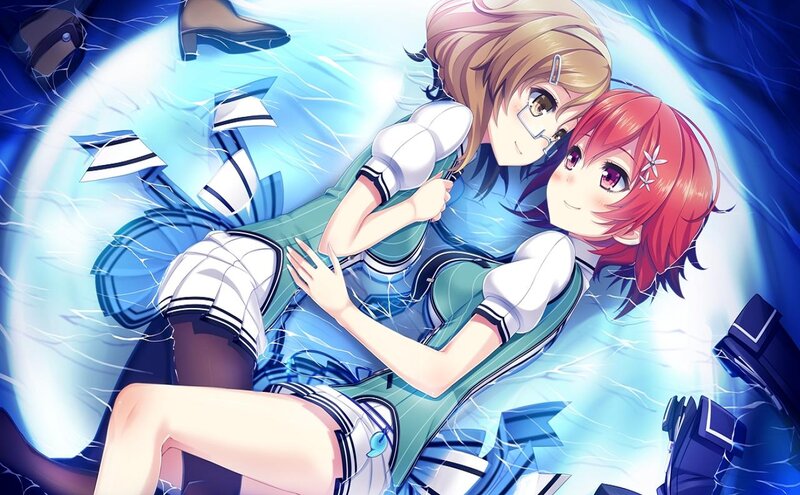 Two Girls Hugging — Blue, Dramatic, Digital Art