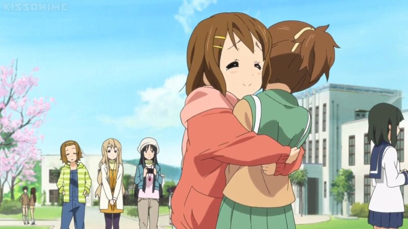 Two Girls Hugging — Blue, Peaceful, Spring