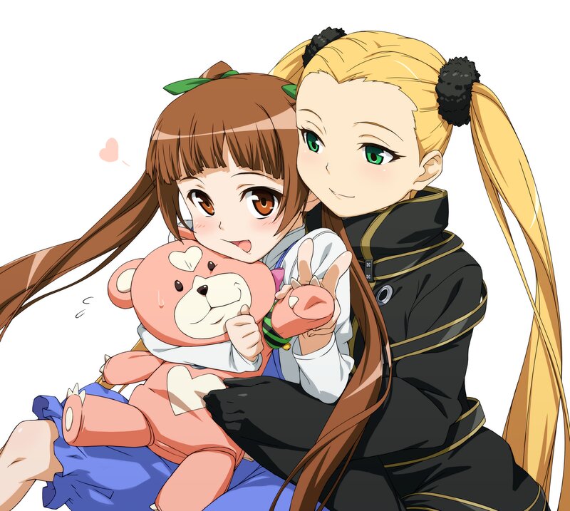 Two Girls Hugging — Brown, Affectionate, Anime