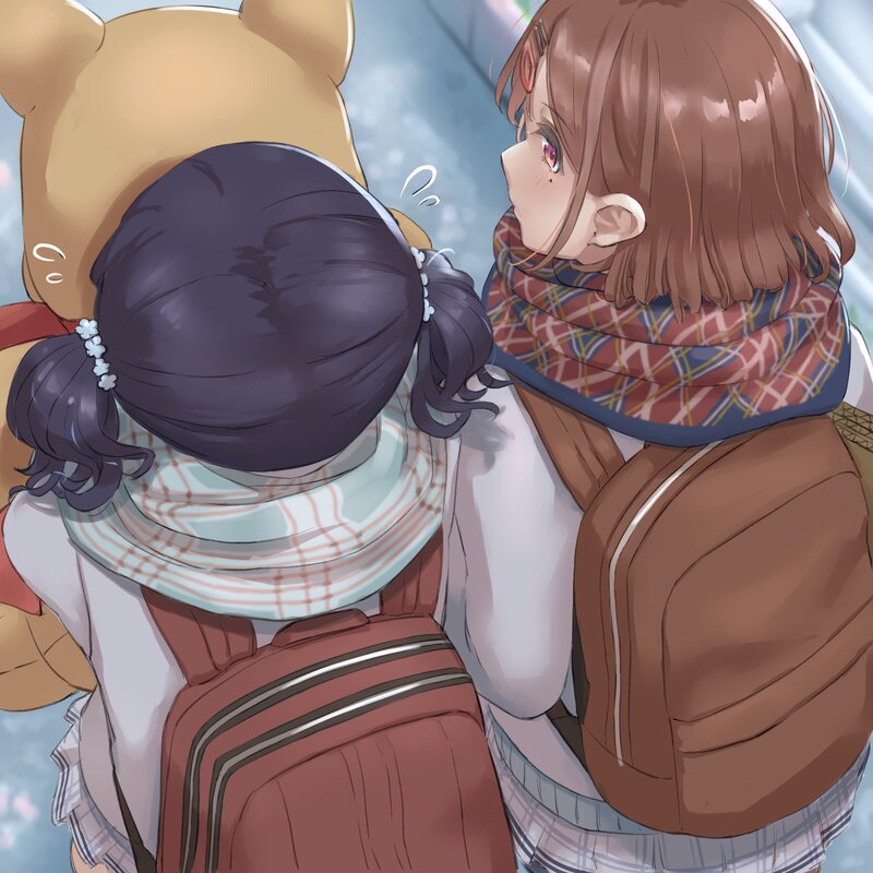 Two Girls Hugging — Brown, Calm