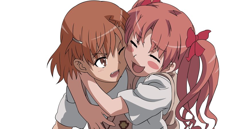 Two Girls Hugging — Brown, Happy, Anime