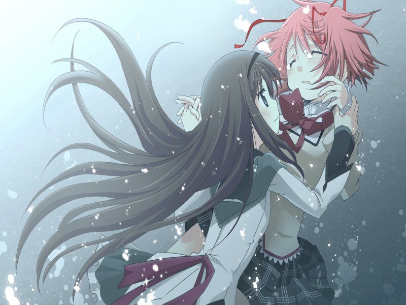 Two Girls Hugging — Gray