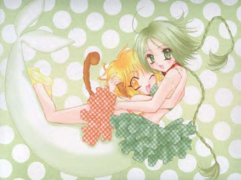 Two Girls Hugging — Green, Cute