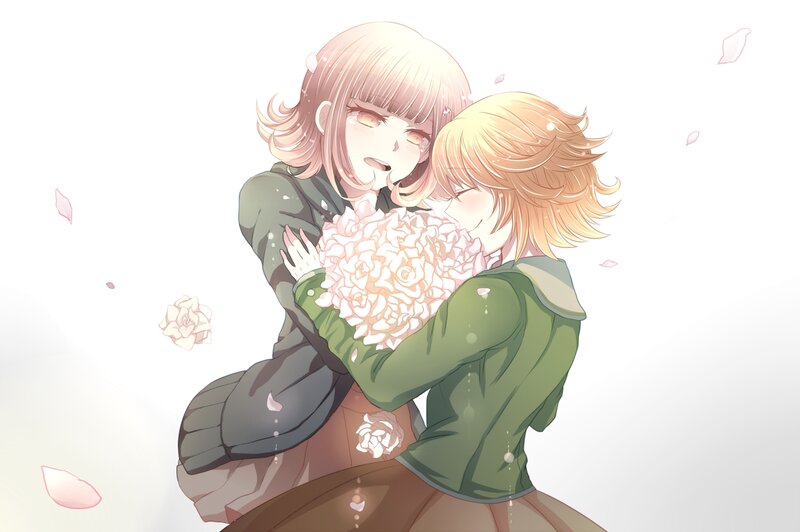 Two Girls Hugging — Green, Serene