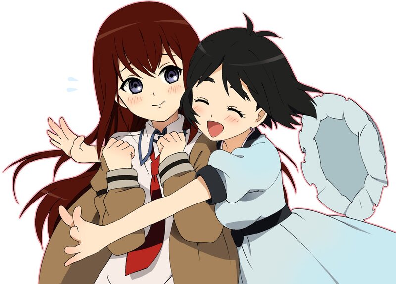 Two girls hugging happily