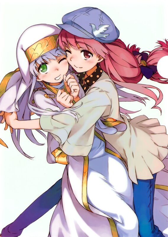 Two girls hugging happily