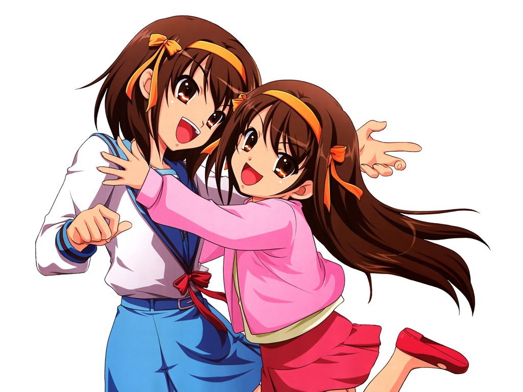 Two girls hugging happily