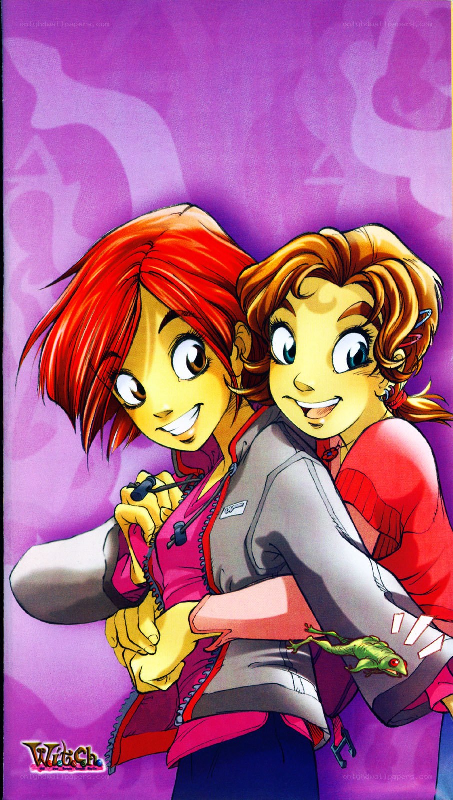 Two girls hugging in a comic panel