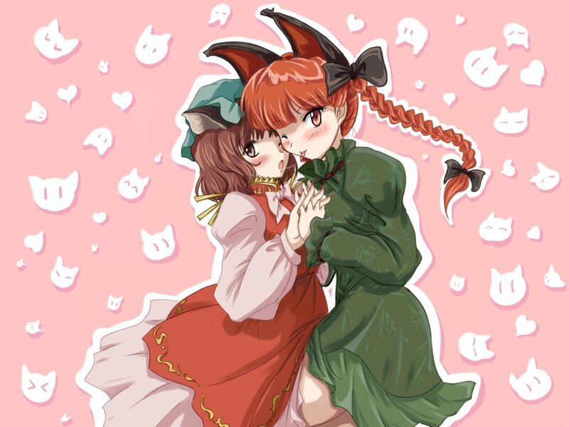 Two girls hugging in a cute scene