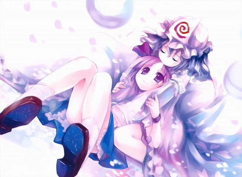 Two girls hugging in a dreamy scene