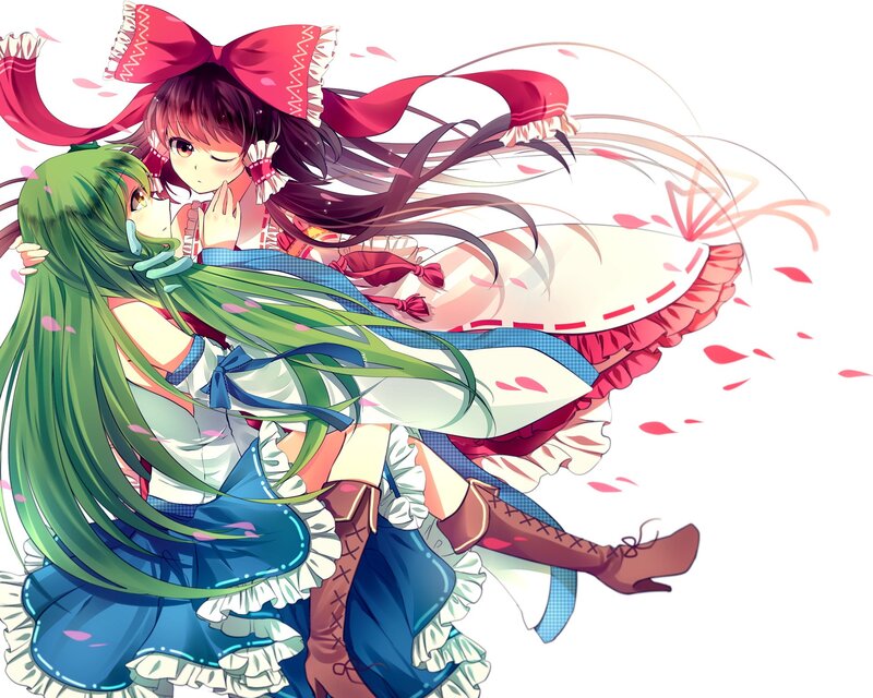 Two girls hugging in a whirl