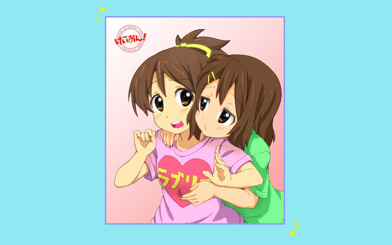 Two girls hugging in anime art