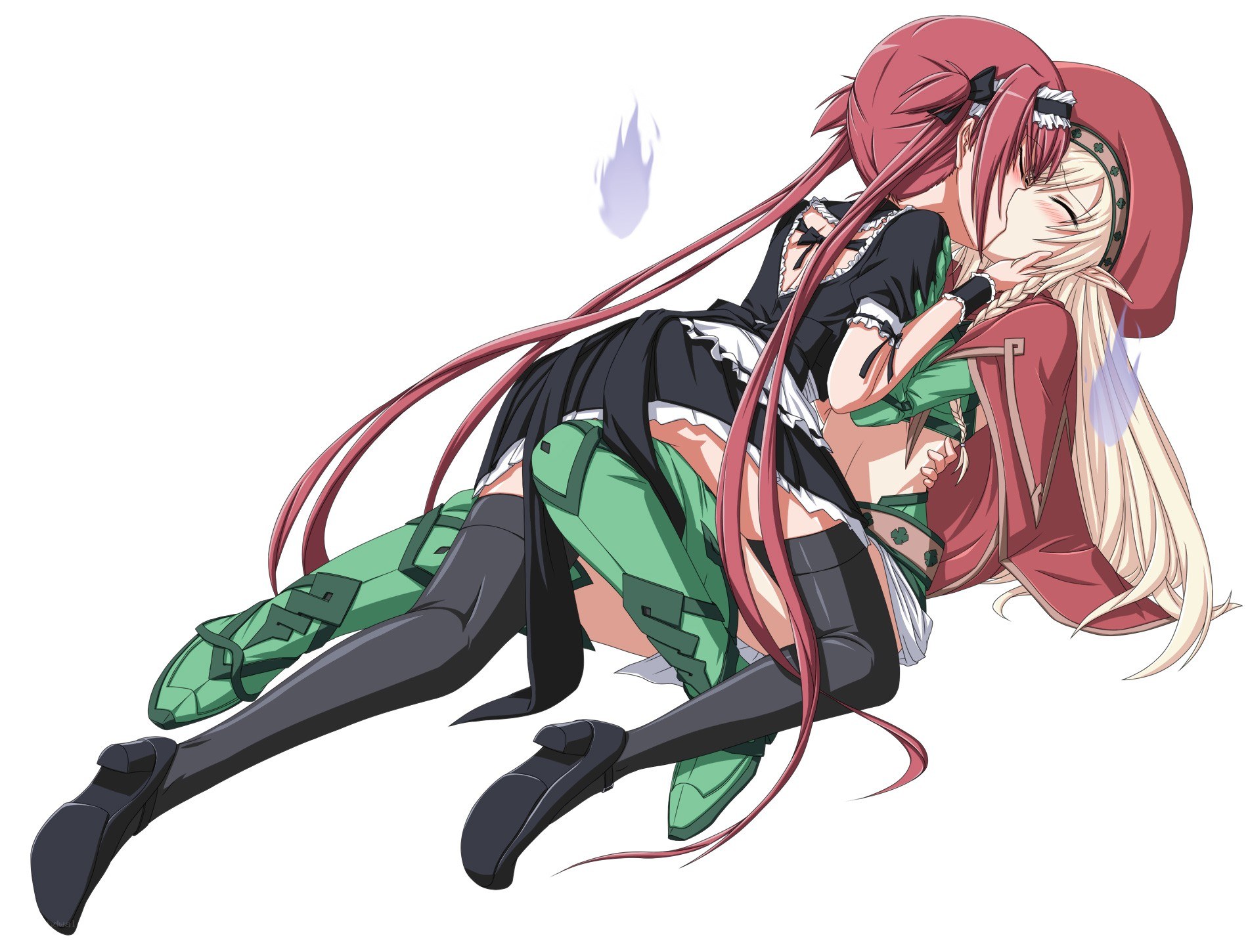 Two girls hugging in anime style