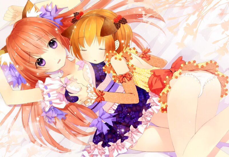 Two Girls Hugging — Orange, Peaceful