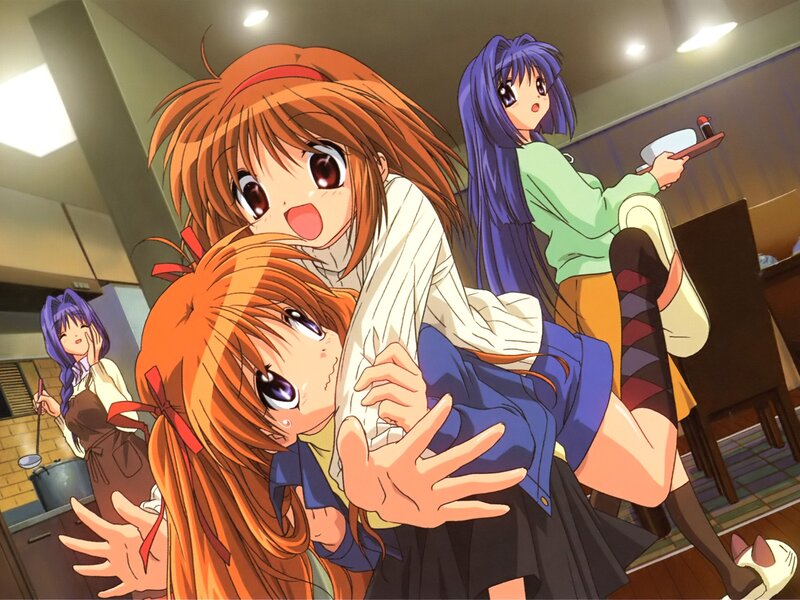 Two Girls Hugging — Orange, Playful