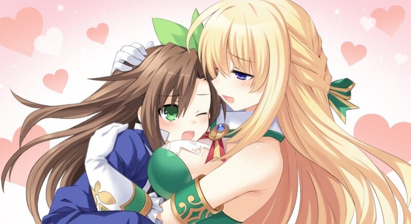Two Girls Hugging — Pink, Affectionate, Anime, Hearts