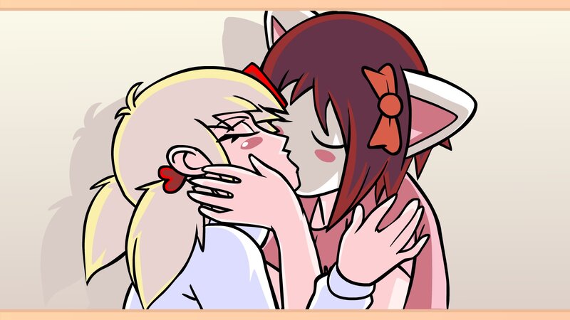 Two Girls Hugging — Pink, Affectionate, Manga