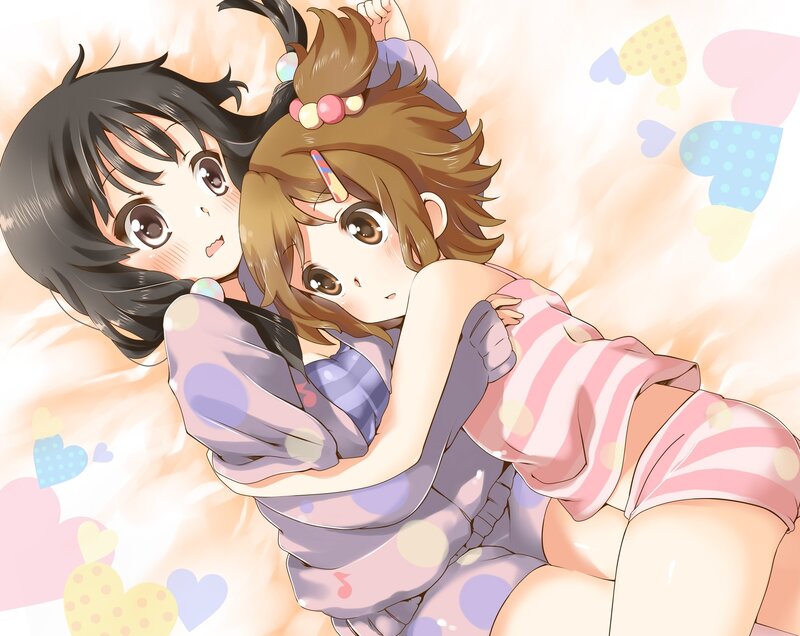 Two Girls Hugging — Pink, Cuddly, Anime