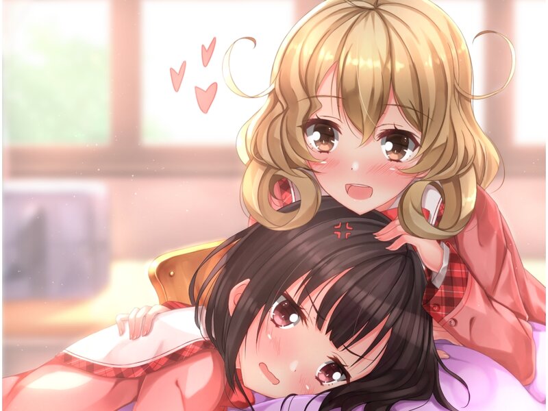 Two Girls Hugging — Pink, Cute, Morning