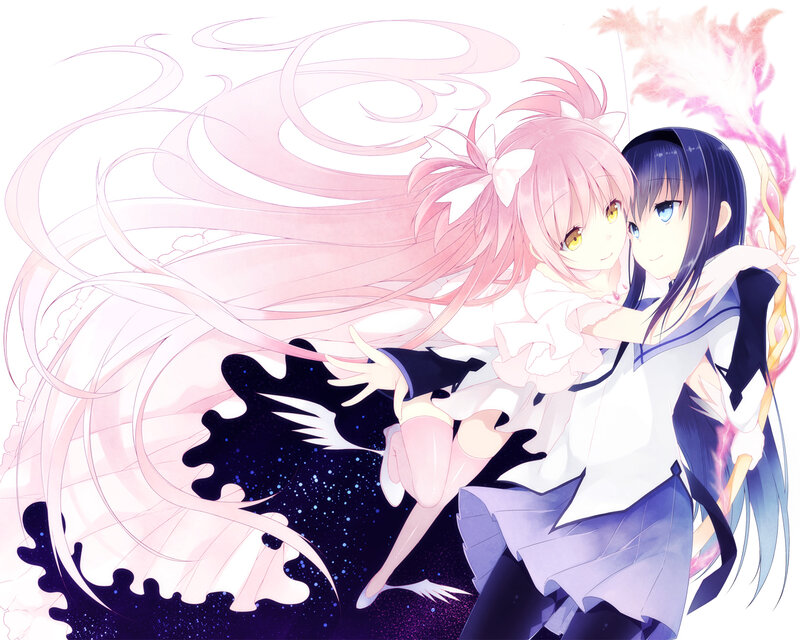 Two Girls Hugging — Pink, Dreamy, Anime