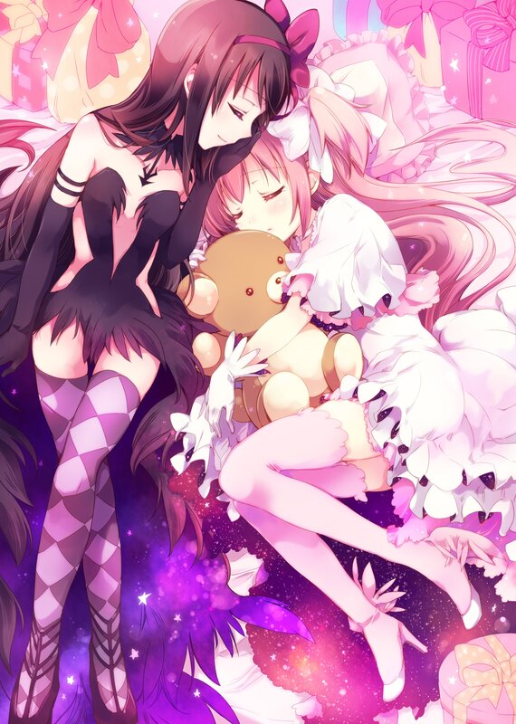Two Girls Hugging — Pink, Dreamy, Night