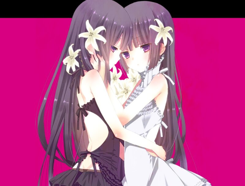 Two Girls Hugging — Pink, Intimate, Anime