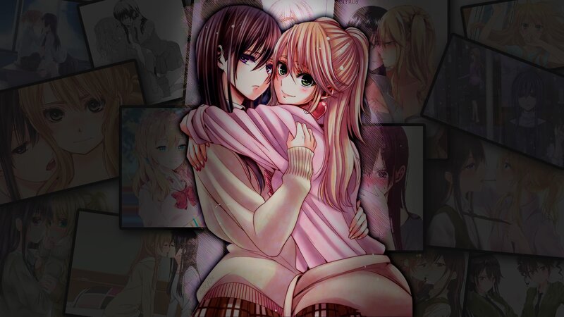 Two Girls Hugging — Pink, Intimate, Manga