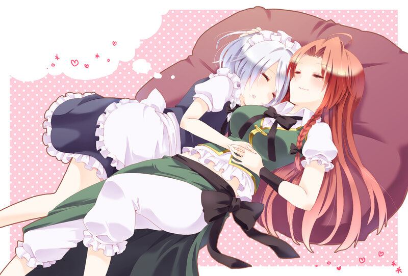 Two Girls Hugging — Pink, Peaceful, Anime