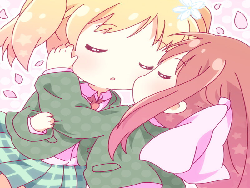 Two Girls Hugging — Pink, Peaceful, Spring