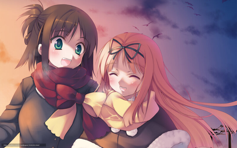 Two Girls Hugging — Pink, Peaceful, Sunset