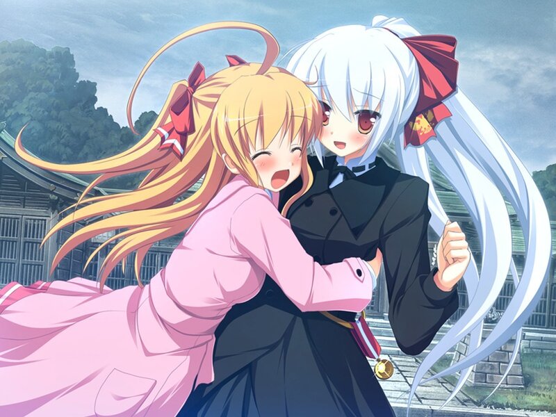 Two Girls Hugging — Pink, Playful, Afternoon