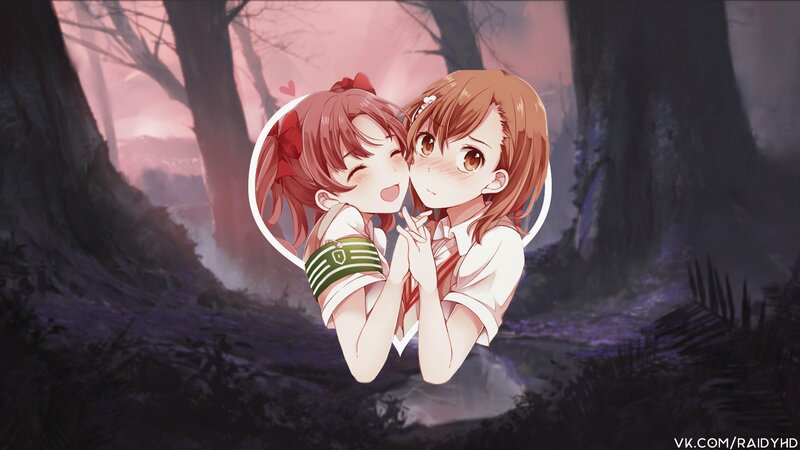 Two Girls Hugging — Pink, Romantic, Sunset, Anime