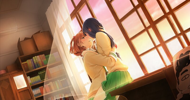 Two Girls Hugging — Pink, Romantic, Sunset