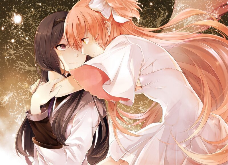 Two Girls Hugging — Pink, Romantic